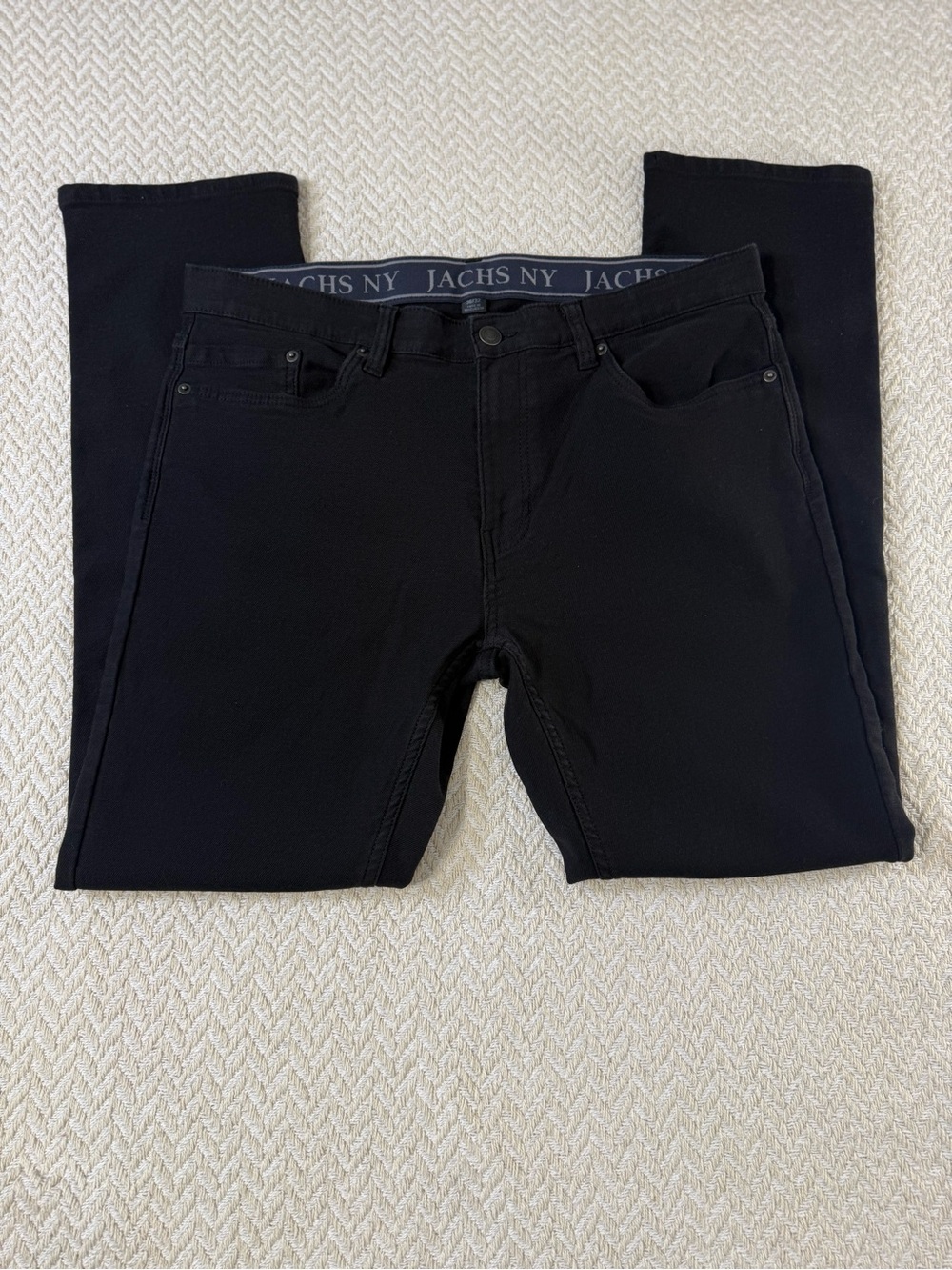 JACHS NY Men's Straight Fit Twill 5-Pocket Stretch Pants 36x32 Black